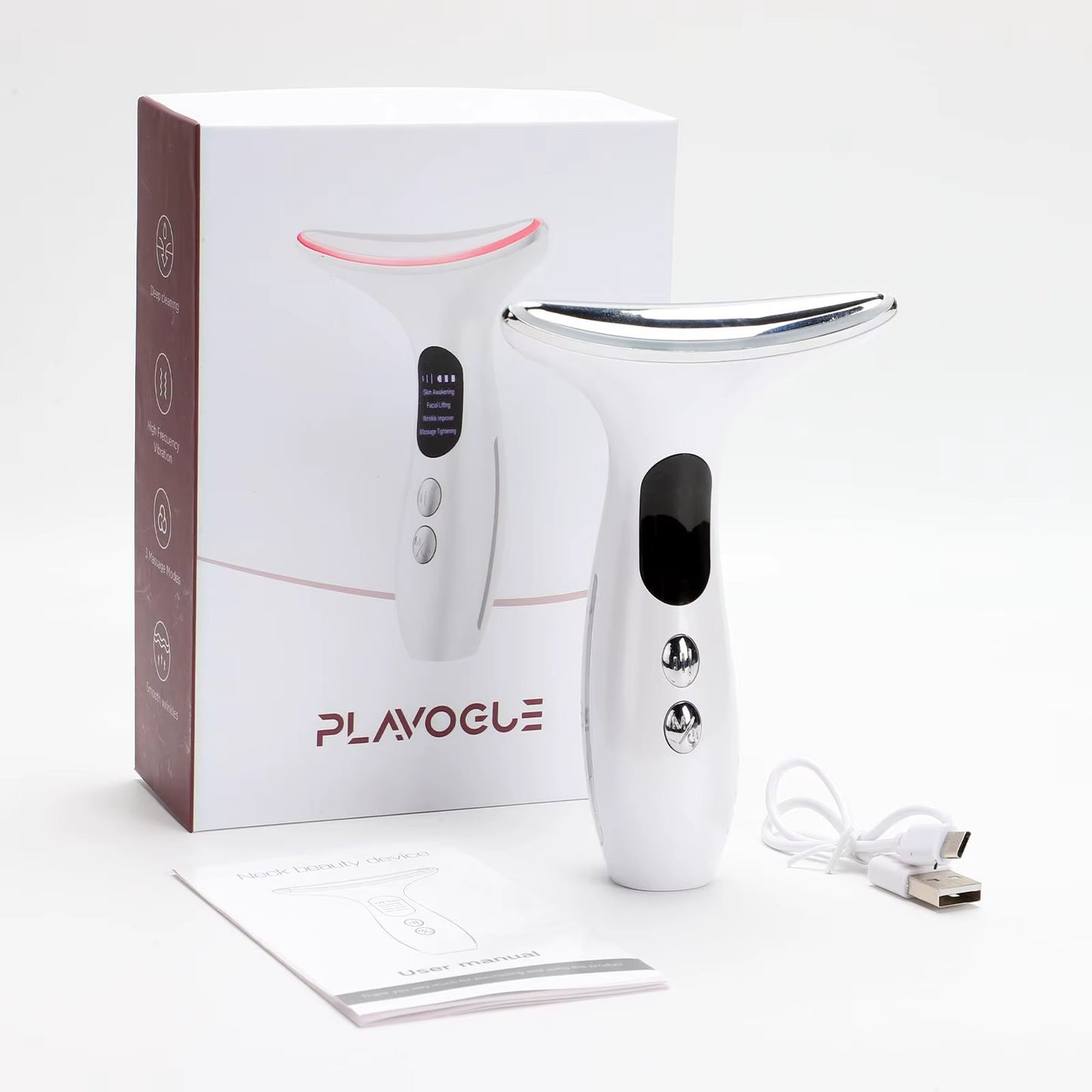 Neck Beauty Device with Gel Multi Color Massage Tightening Portable Ergonomic Face and Neck Beauty Massager