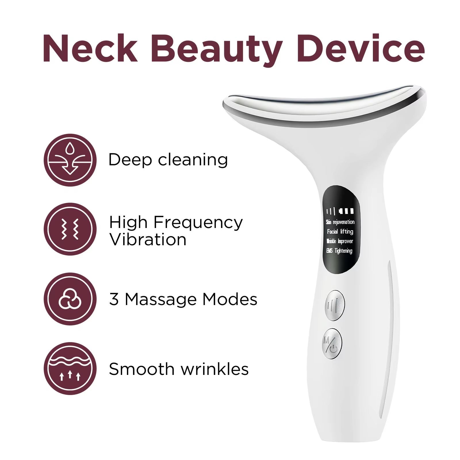 Neck Beauty Device with Gel Multi Color Massage Tightening Portable Ergonomic Face and Neck Beauty Massager