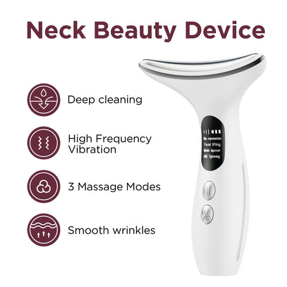 Neck Beauty Device with Gel Multi Color Massage Tightening Portable Ergonomic Face and Neck Beauty Massager