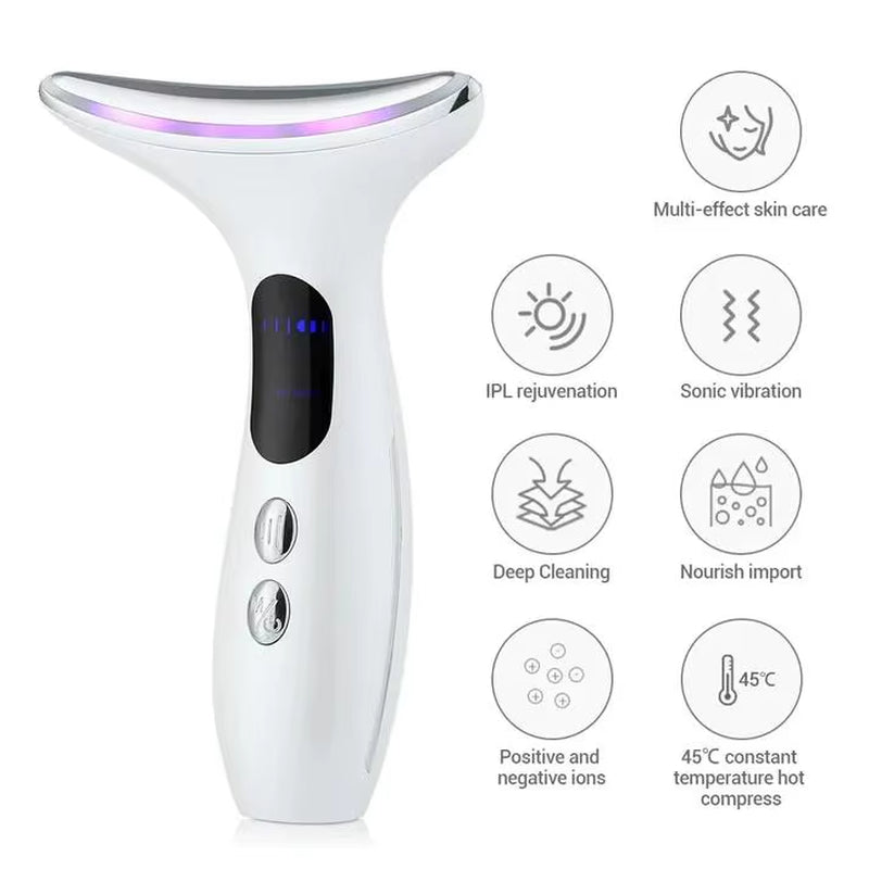 Neck Beauty Device with Gel Multi Color Massage Tightening Portable Ergonomic Face and Neck Beauty Massager